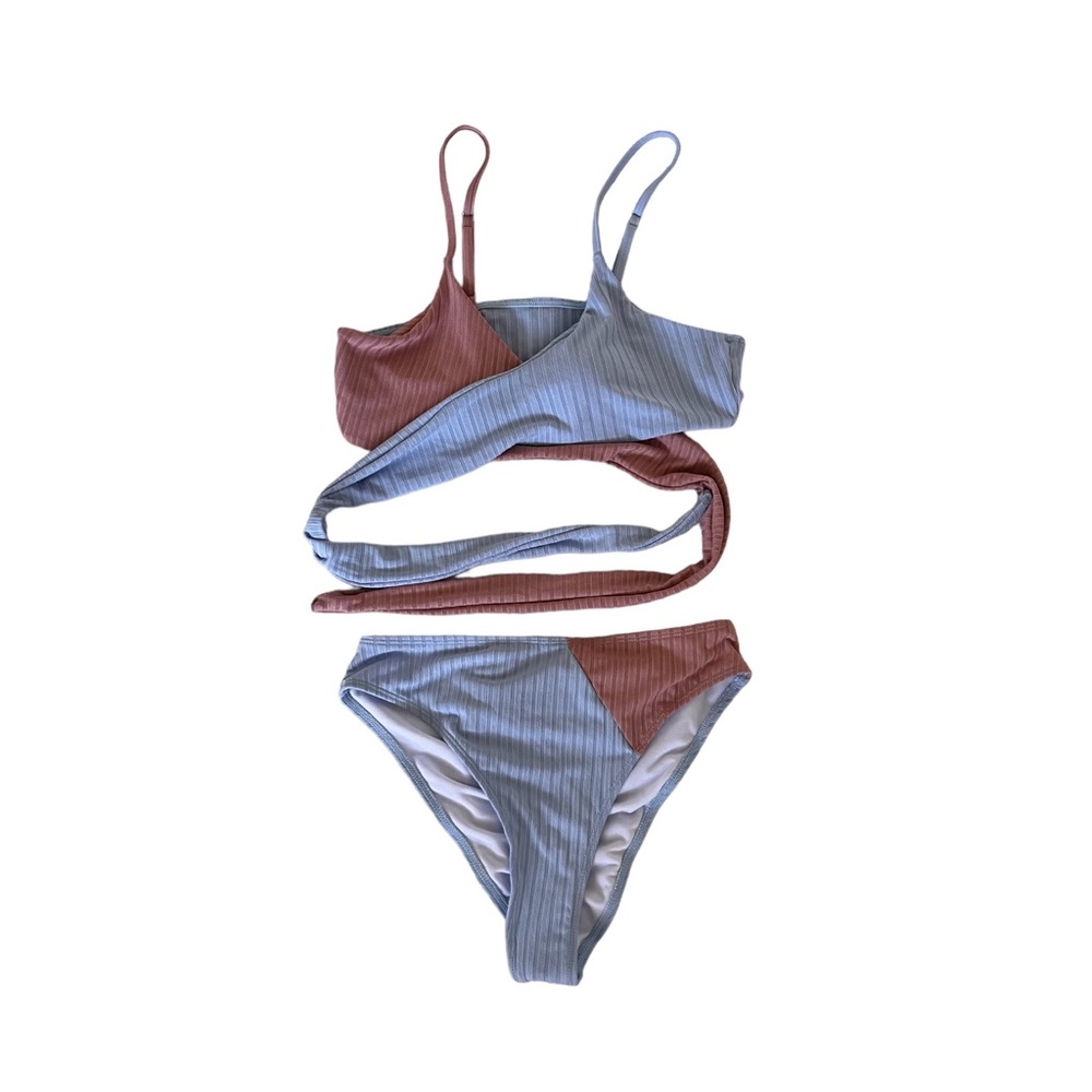 Two Piece Bikini Set with Cross Front Top